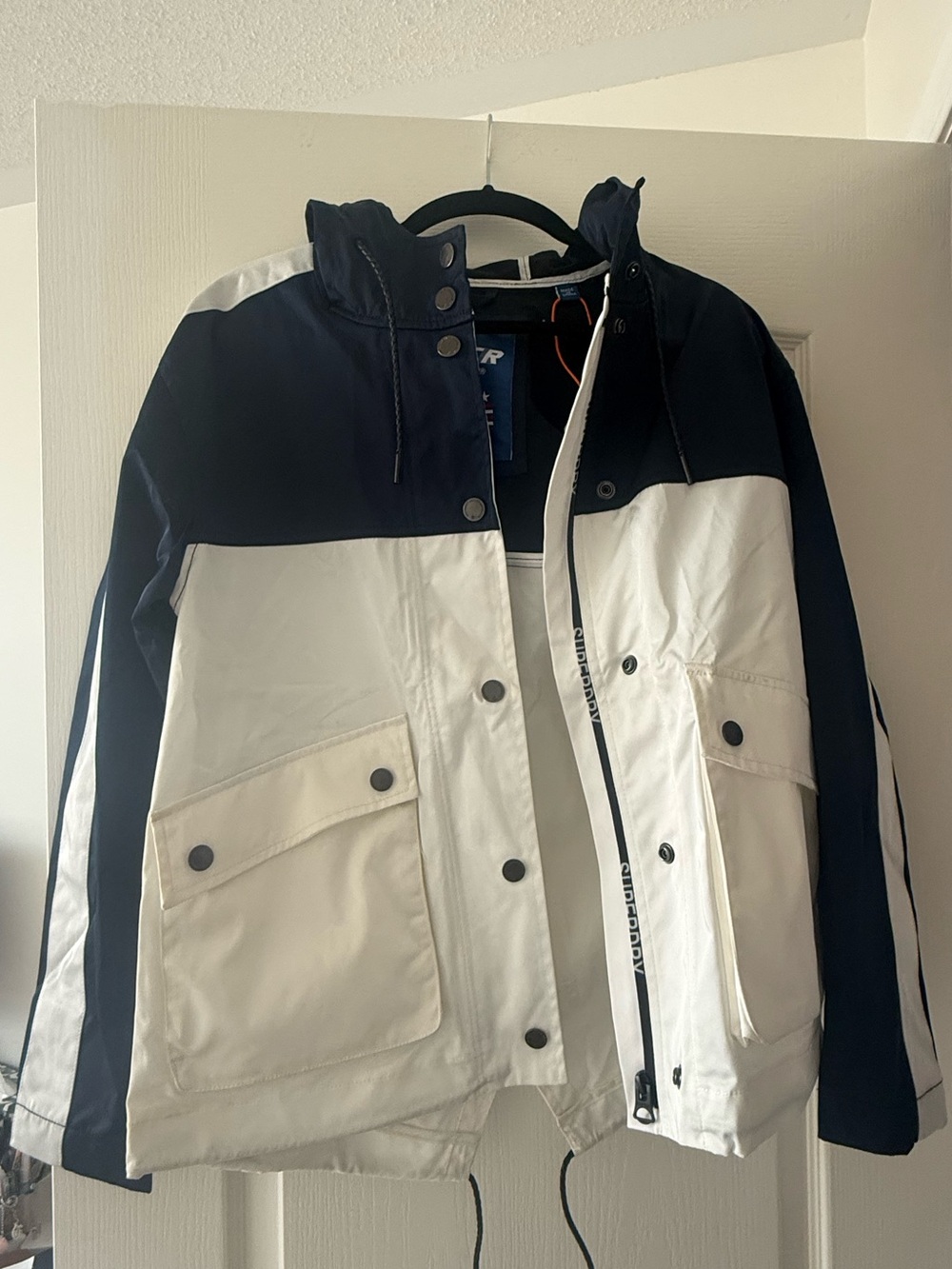 SUPERDRY Two-Tone Navy and White Hooded Jacket